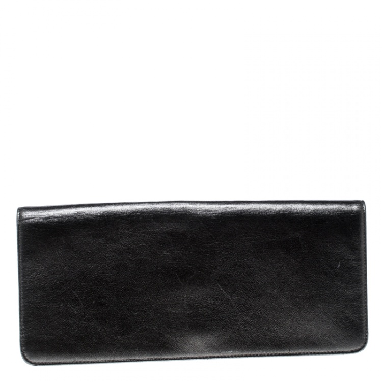 Pre Owned Dolce and Gabbana Metallic Grey Leather Clutch