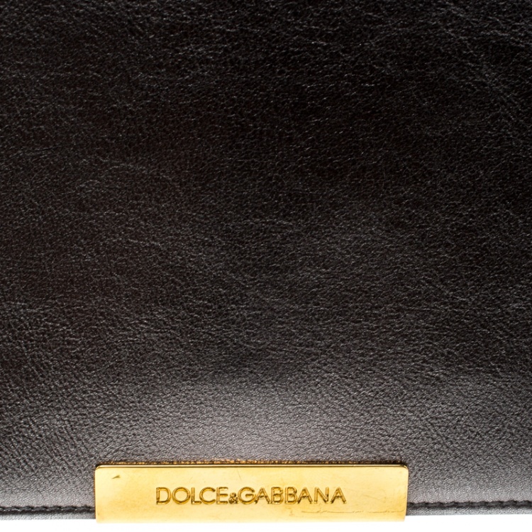 Pre Owned Dolce and Gabbana Metallic Grey Leather Clutch