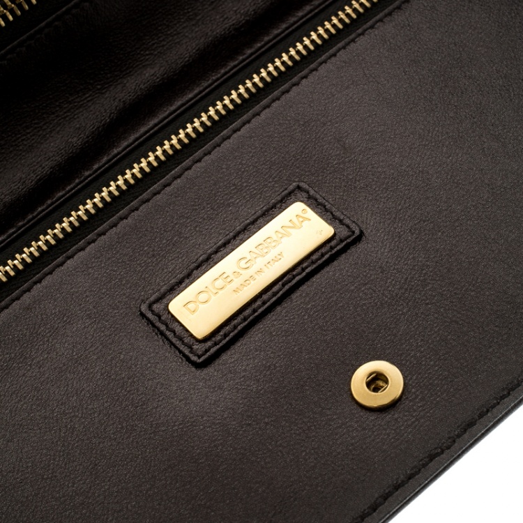 Pre Owned Dolce and Gabbana Metallic Grey Leather Clutch