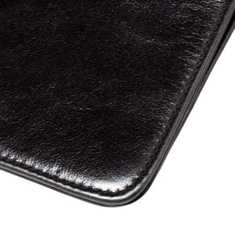 Pre Owned Dolce and Gabbana Metallic Grey Leather Clutch