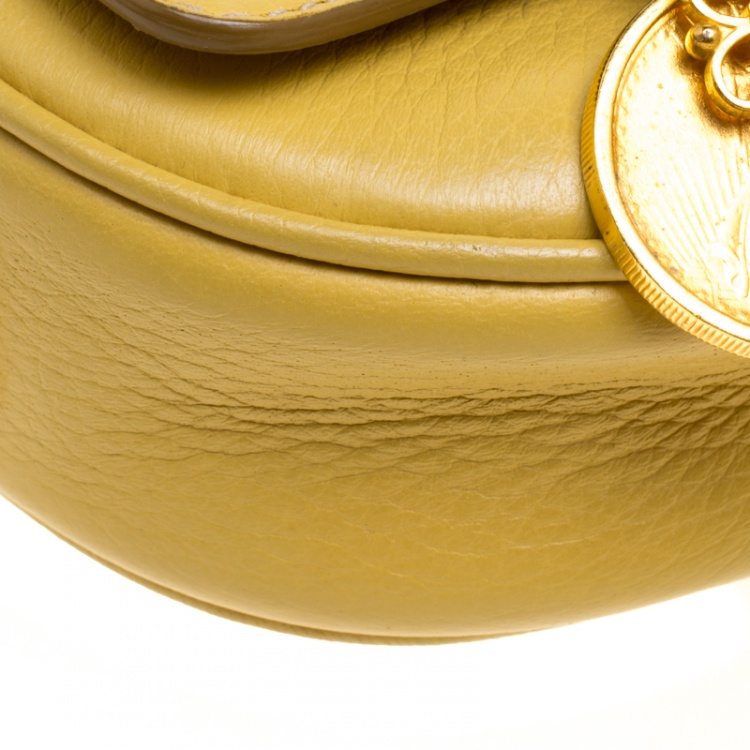 Pre Owned Dolce and Gabbana Mustard Yellow Leather Small Charm Miss Glam Crossbody Bag