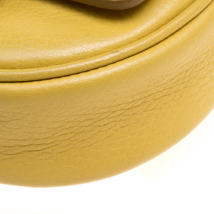 Pre Owned Dolce and Gabbana Mustard Yellow Leather Small Charm Miss Glam Crossbody Bag