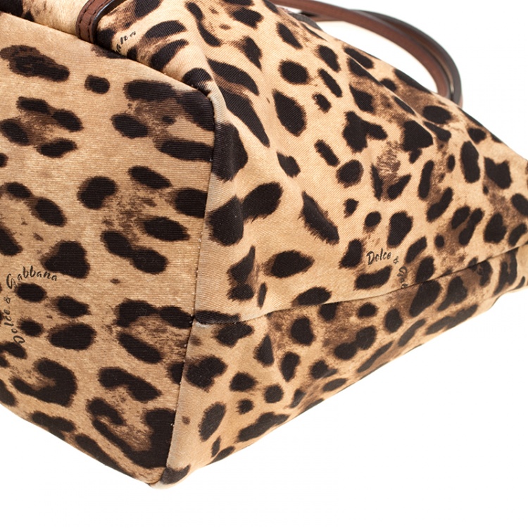 Pre Owned Dolce and Gabbana Leopard Print  Fabric Animalier Shopper Tote