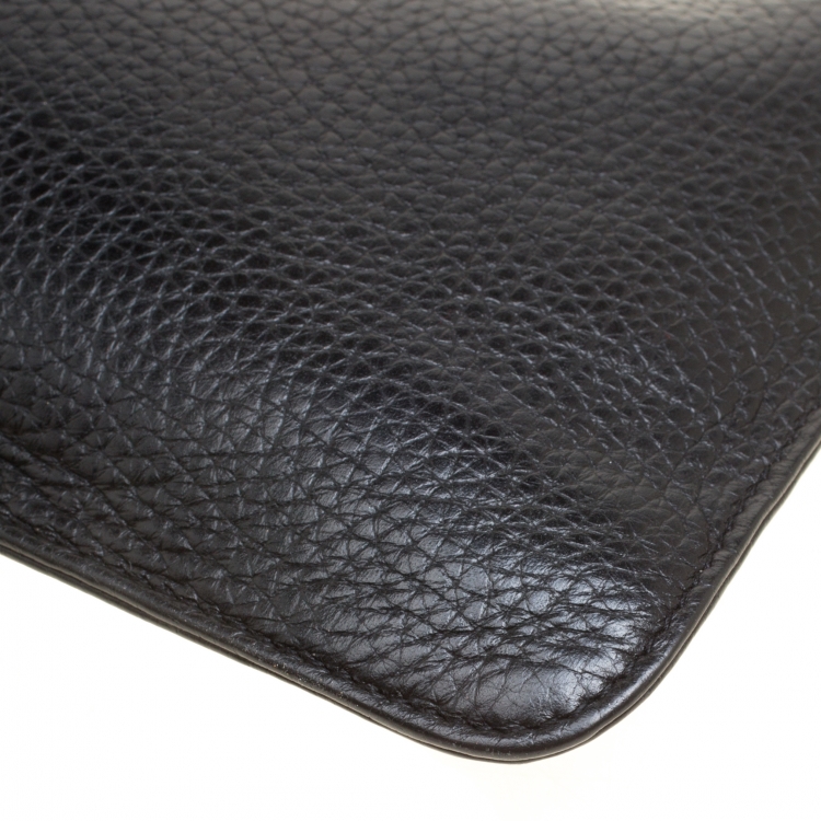 Pre Owned Dolce and Gabbana Black Leather Wristlet Clutch