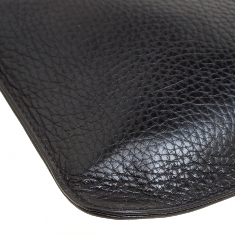 Pre Owned Dolce and Gabbana Black Leather Wristlet Clutch