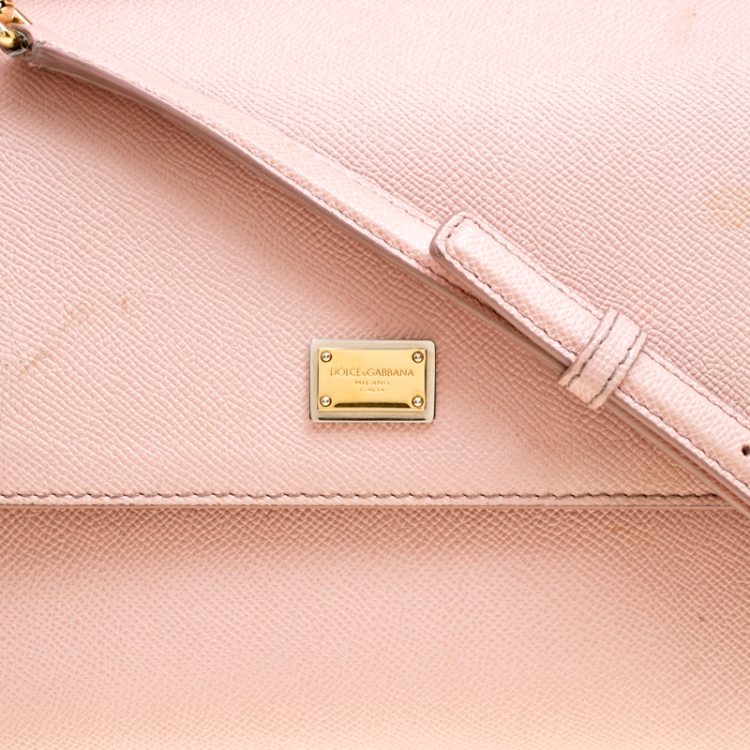 Pre Owned Dolce and Gabbana Blush Pink Leather Medium Miss Sicily Top Handle Bag