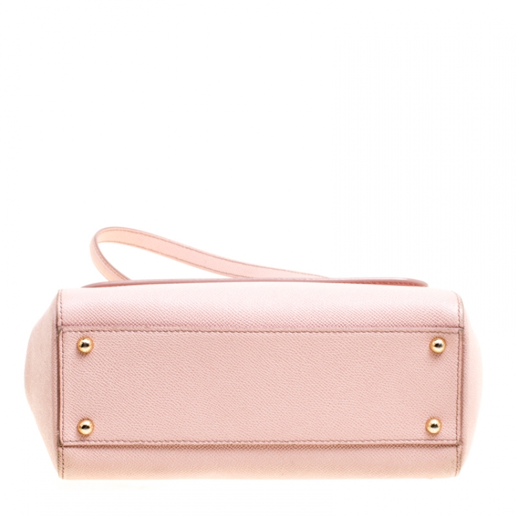 Pre Owned Dolce and Gabbana Blush Pink Leather Medium Miss Sicily Top Handle Bag