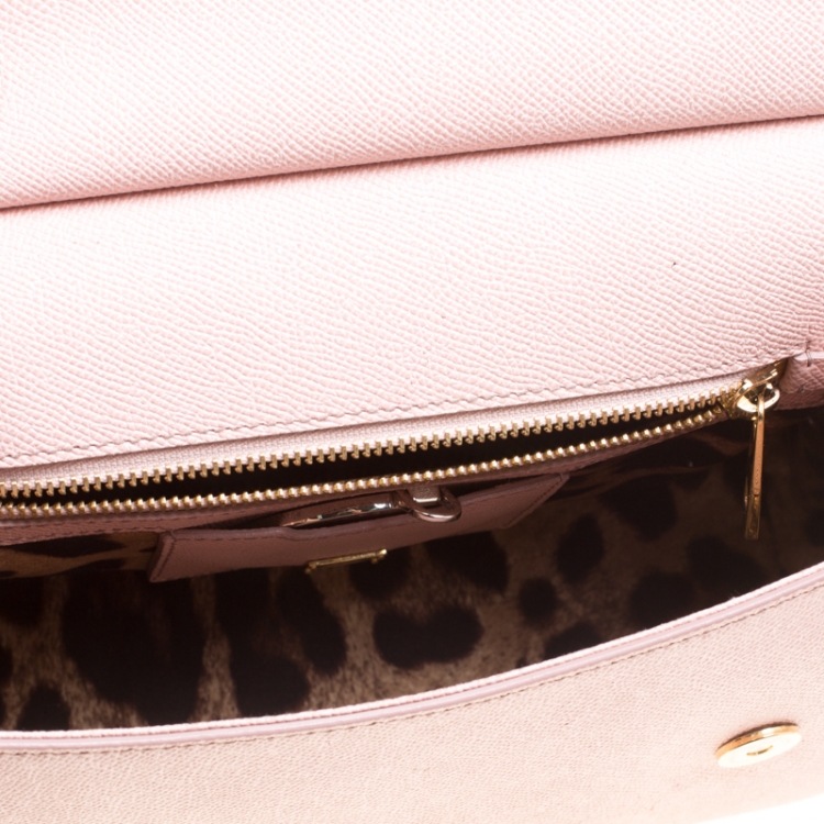 Pre Owned Dolce and Gabbana Blush Pink Leather Medium Miss Sicily Top Handle Bag