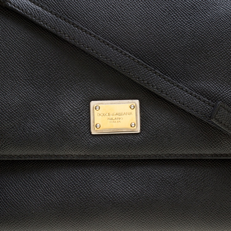 Pre Owned Dolce and Gabbana Black Leather Medium Miss Sicily Top Handle Bag