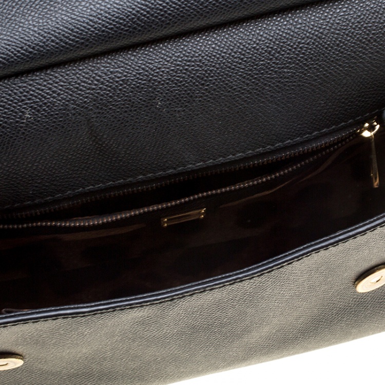 Pre Owned Dolce and Gabbana Black Leather Medium Miss Sicily Top Handle Bag