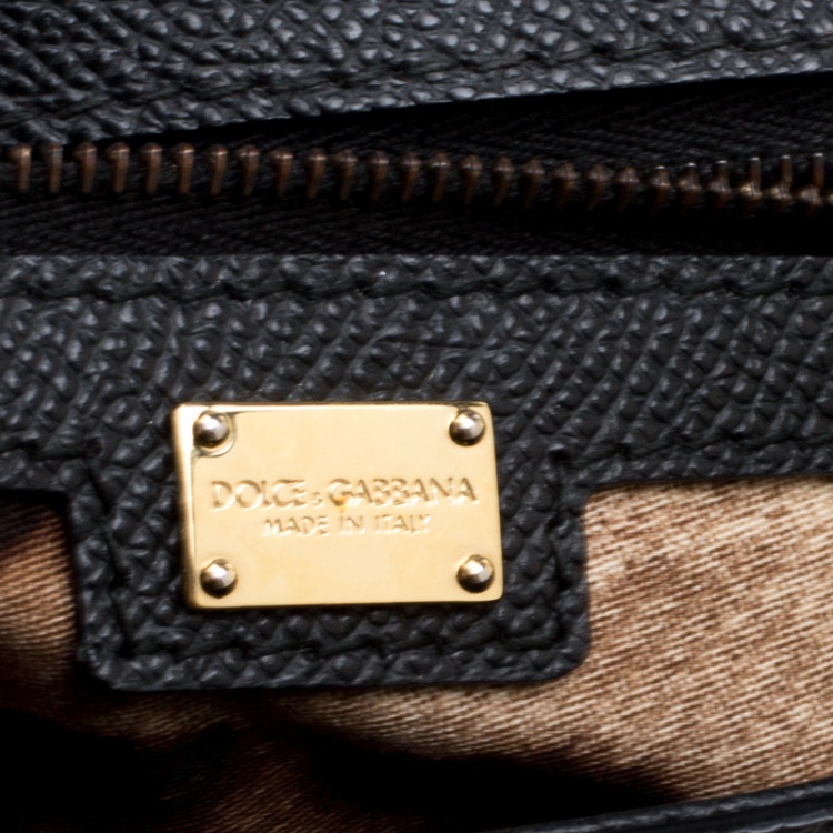Pre Owned Dolce and Gabbana Black Leather Medium Miss Sicily Top Handle Bag