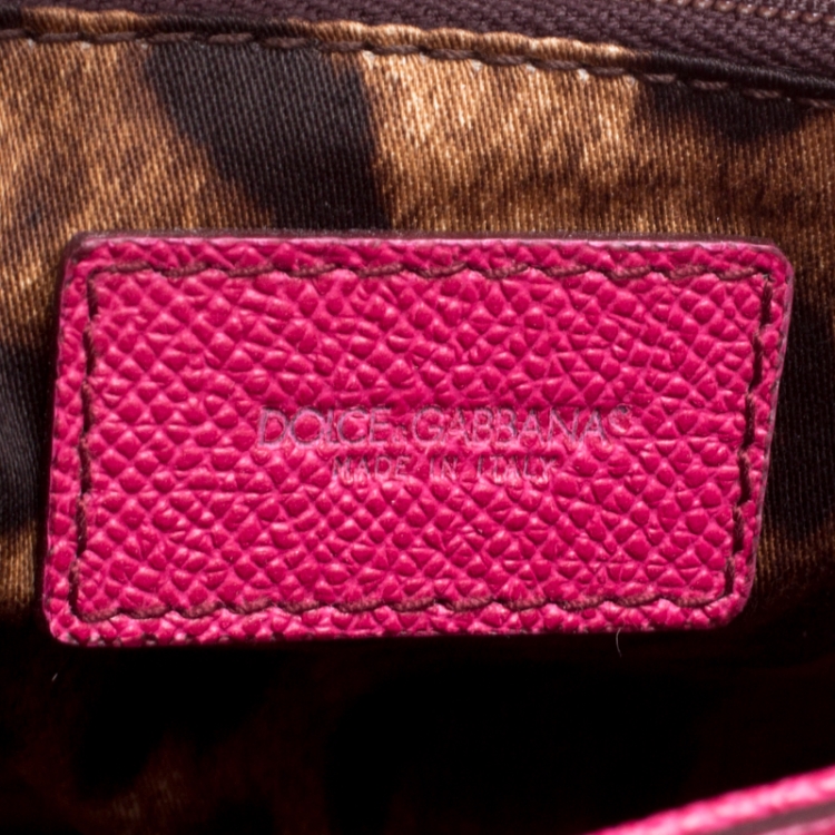 Pre Owned Dolce and Gabbana Fuchsia Pink Leather Large Miss Sicily Top Handle Bag