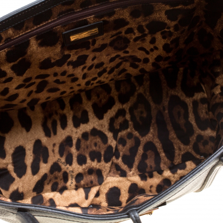 Pre Owned Dolce & Gabbana Black Deer Skin Leather Shopper Tote