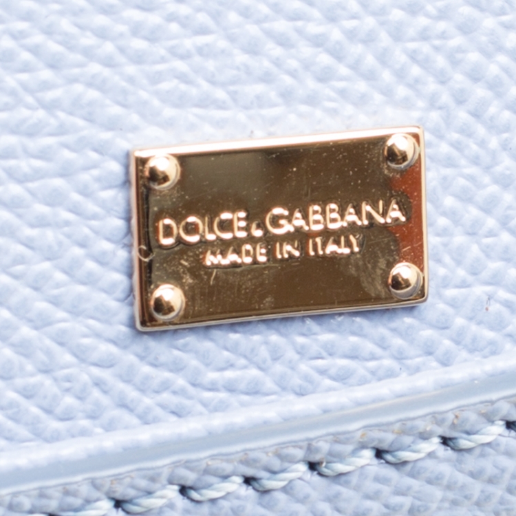 Pre Owned Dolce and Gabbana Dusty Blue Leather Medium Sicily Top Handle Bag