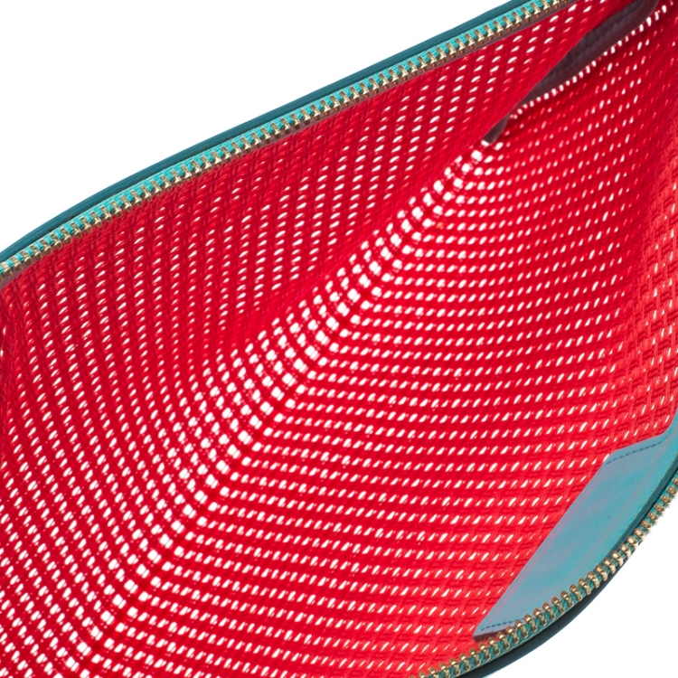 Pre Owned Dolce and Gabanna Coral Red Mesh PVC Clutch