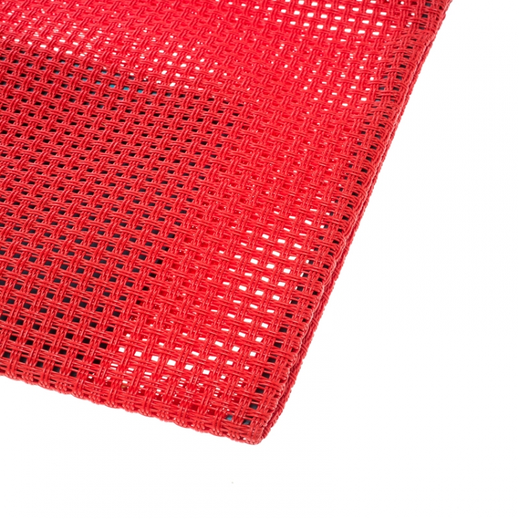 Pre Owned Dolce and Gabanna Coral Red Mesh PVC Clutch
