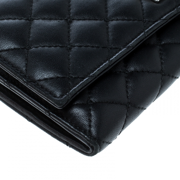Pre Owned Dolce And Gabbana Black Quilted Leather Flap Wallet