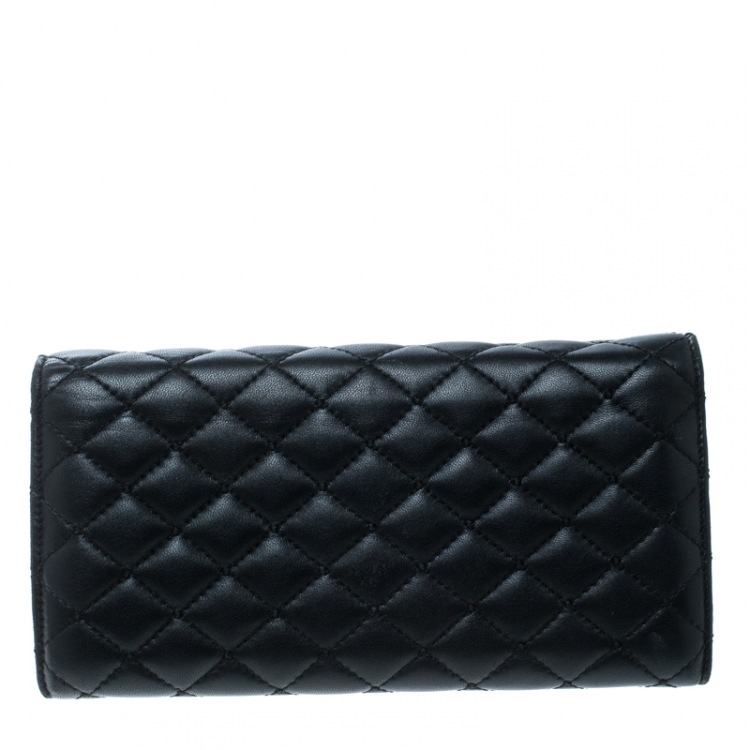Pre Owned Dolce And Gabbana Black Quilted Leather Flap Wallet