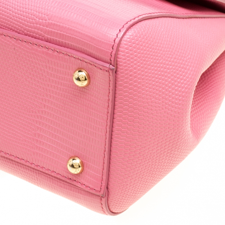 مملوكة مسبقًا Dolce and Gabbana Pink Leather Medium Miss Sicily Top Handle Bag