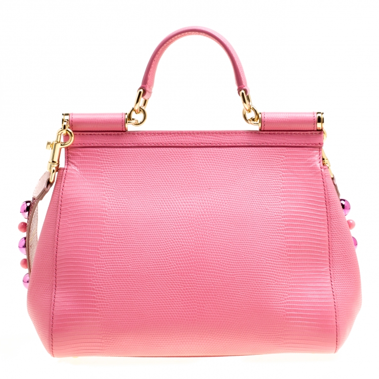 مملوكة مسبقًا Dolce and Gabbana Pink Leather Medium Miss Sicily Top Handle Bag