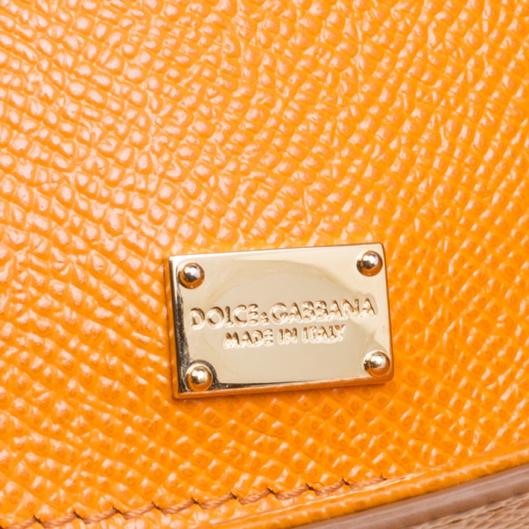Pre Owned Dolce and Gabbana Orange Leather Medium Miss Sicily Top Handle Bag