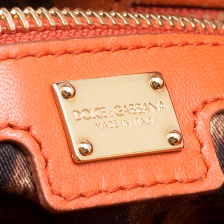مملوكة مسبقًا Dolce and Gabbana Orange Raffia Miss Sicily Top Handle Bag