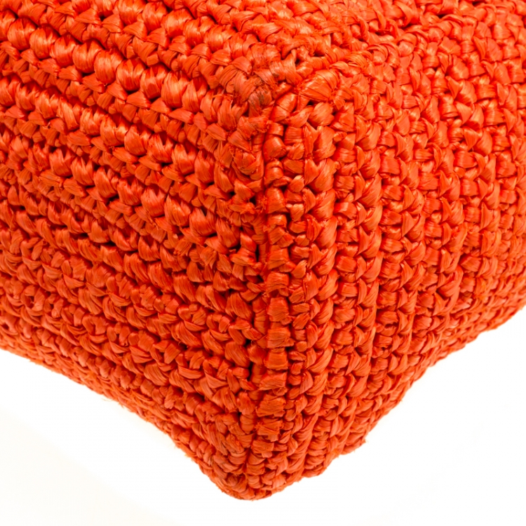 مملوكة مسبقًا Dolce and Gabbana Orange Raffia Miss Sicily Top Handle Bag