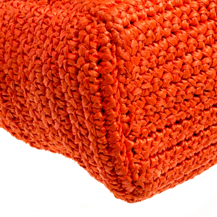 مملوكة مسبقًا Dolce and Gabbana Orange Raffia Miss Sicily Top Handle Bag