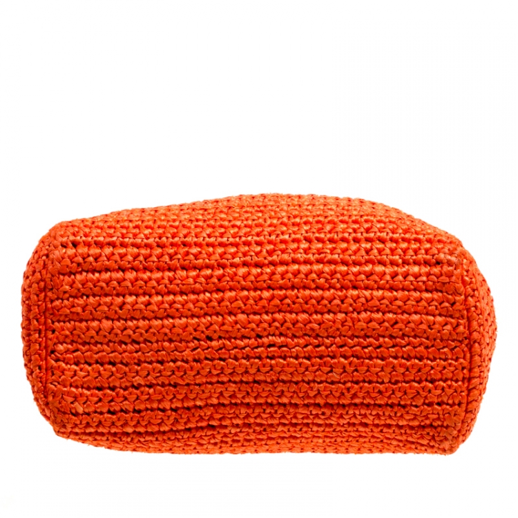 مملوكة مسبقًا Dolce and Gabbana Orange Raffia Miss Sicily Top Handle Bag