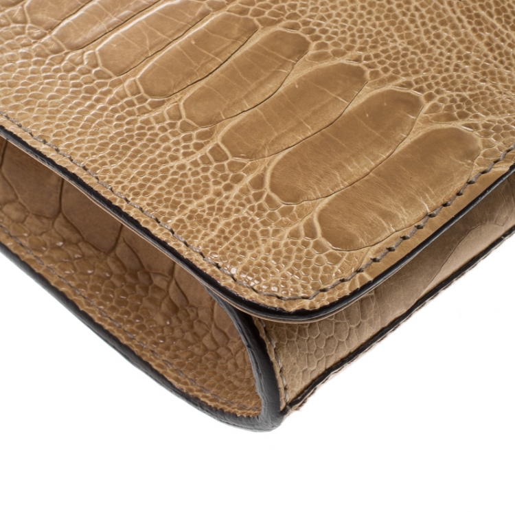 Pre Owned Dolce and Gabbana Beige Leather Miss Zoe Clutch 