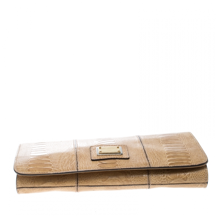Pre Owned Dolce and Gabbana Beige Leather Miss Zoe Clutch 