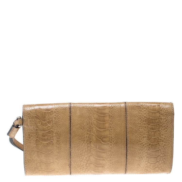 Pre Owned Dolce and Gabbana Beige Leather Miss Zoe Clutch 