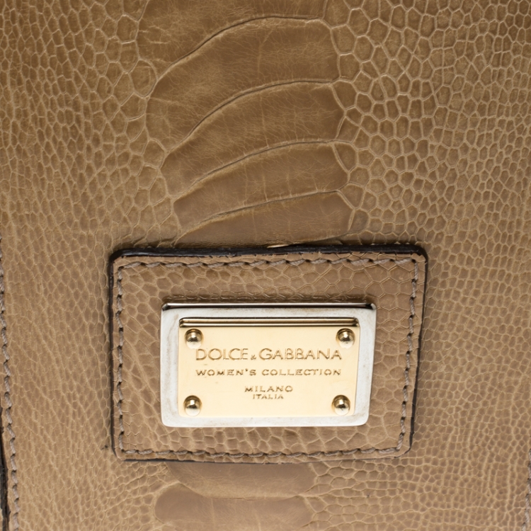 Pre Owned Dolce and Gabbana Beige Leather Miss Zoe Clutch 
