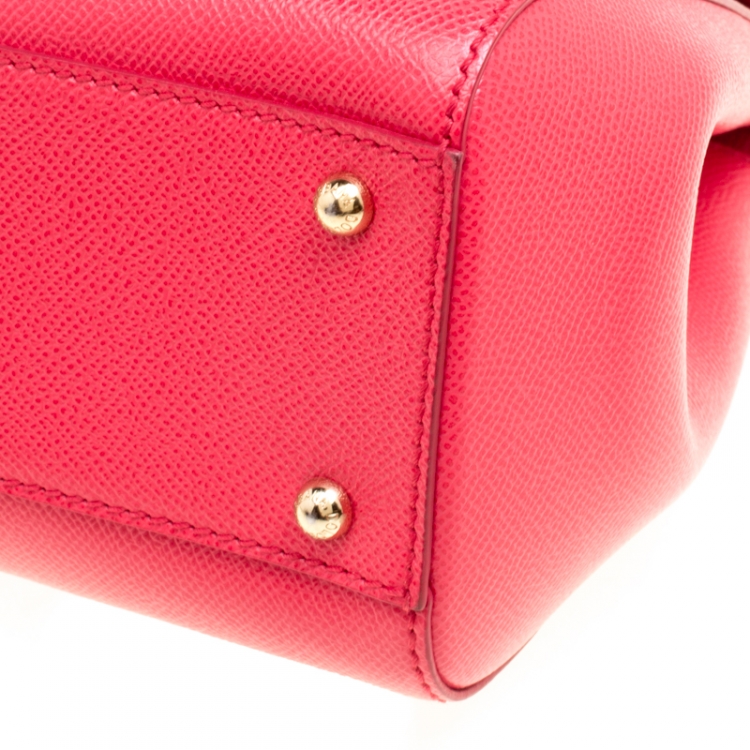مملوكة مسبقًا Dolce & Gabbana Red Leather Medium Miss Sicily Top Handle Bag
