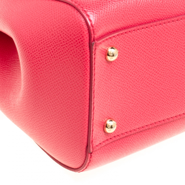 مملوكة مسبقًا Dolce & Gabbana Red Leather Medium Miss Sicily Top Handle Bag