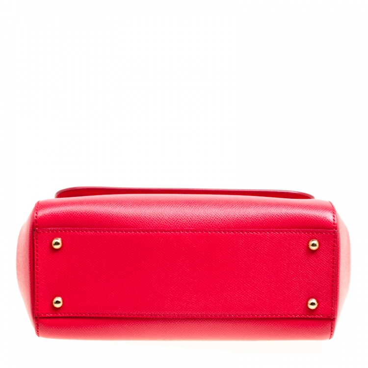 مملوكة مسبقًا Dolce & Gabbana Red Leather Medium Miss Sicily Top Handle Bag