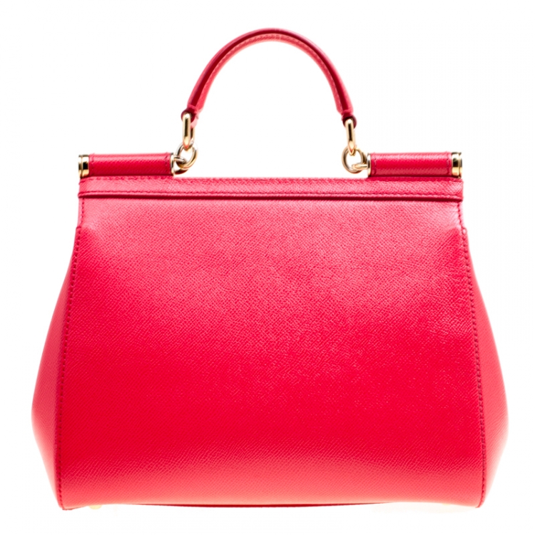 مملوكة مسبقًا Dolce & Gabbana Red Leather Medium Miss Sicily Top Handle Bag