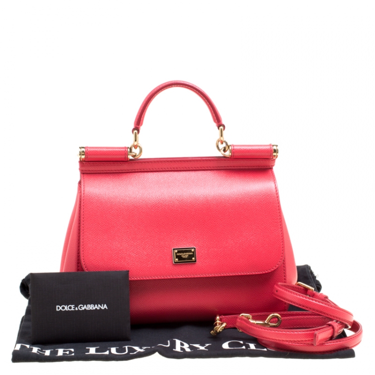 مملوكة مسبقًا Dolce & Gabbana Red Leather Medium Miss Sicily Top Handle Bag