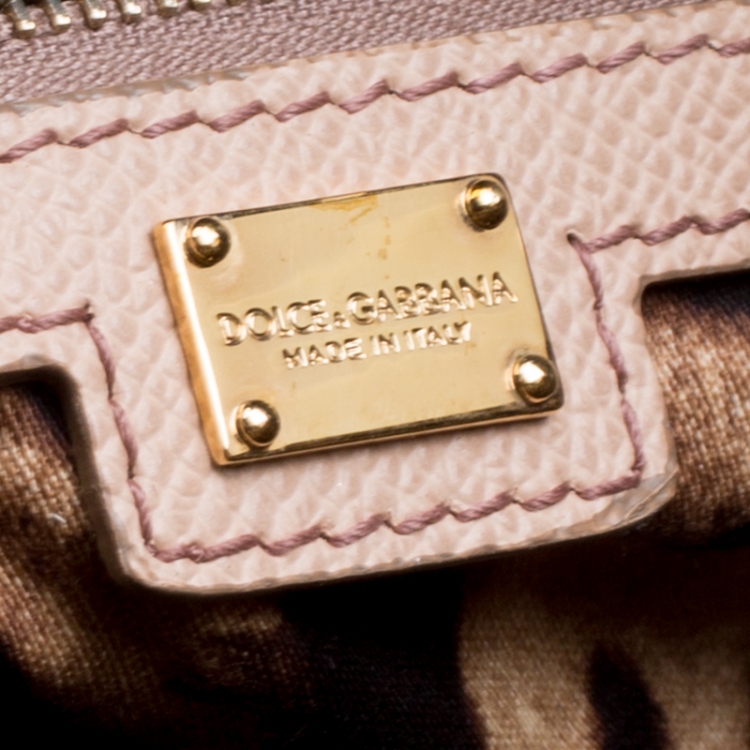 Pre Owned Dolce and Gabbana Pink/Beige Leather Miss Escape Zip Tote