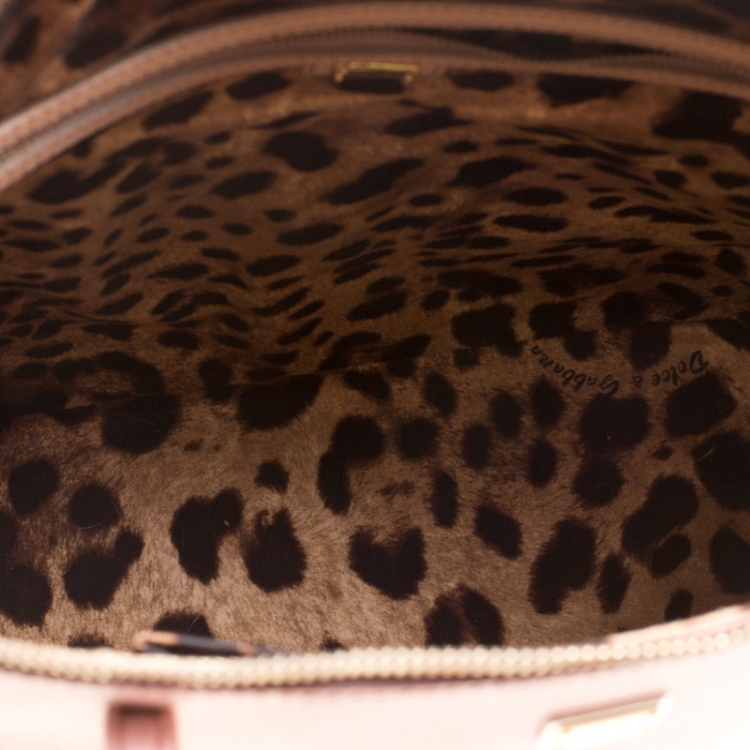 Pre Owned Dolce and Gabbana Pink/Beige Leather Miss Escape Zip Tote