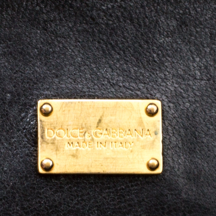 Pre Owned Dolce and Gabbana Black Leather Medium Miss Sicily Top Handle Bag