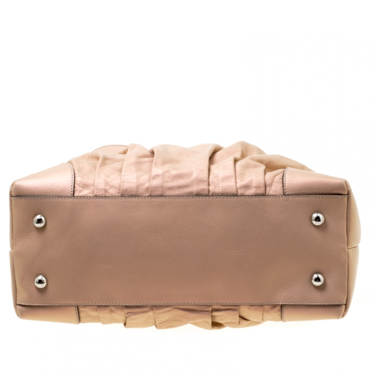 Pre Owned Dolce & Gabbana Metallic Pink Leather Miss Brooke Hobo