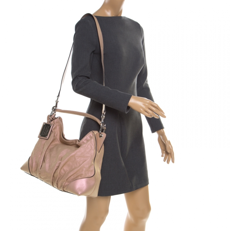 Pre Owned Dolce & Gabbana Metallic Pink Leather Miss Brooke Hobo