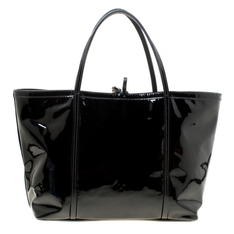 Pre Owned Dolce & Gabbana Black Patent Leather Miss Escape Tote