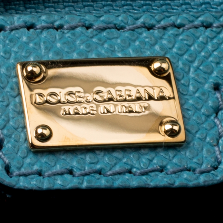 Pre Owned Dolce & Gabbana Powder Blue Leather Padlock Shoulder Bag