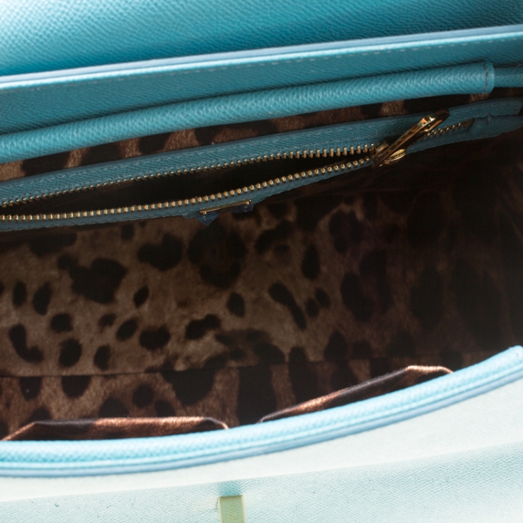 Pre Owned Dolce & Gabbana Powder Blue Leather Padlock Shoulder Bag