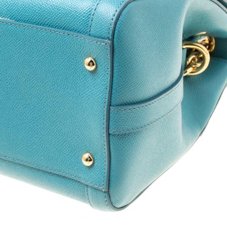 Pre Owned Dolce & Gabbana Powder Blue Leather Padlock Shoulder Bag