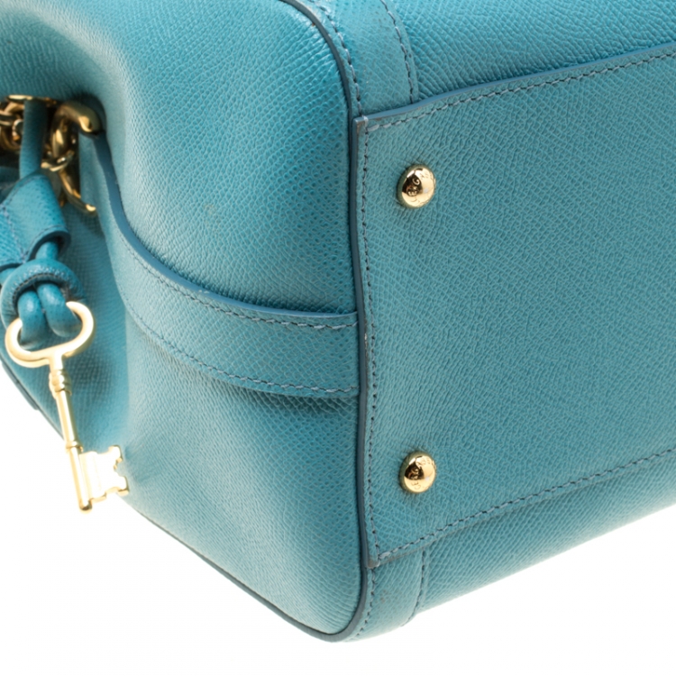Pre Owned Dolce & Gabbana Powder Blue Leather Padlock Shoulder Bag