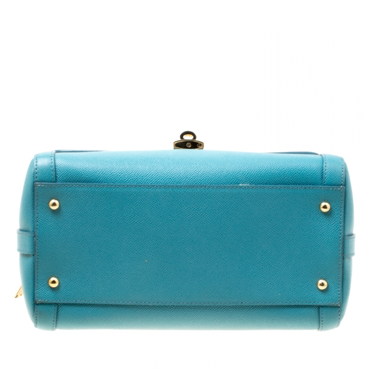 Pre Owned Dolce & Gabbana Powder Blue Leather Padlock Shoulder Bag