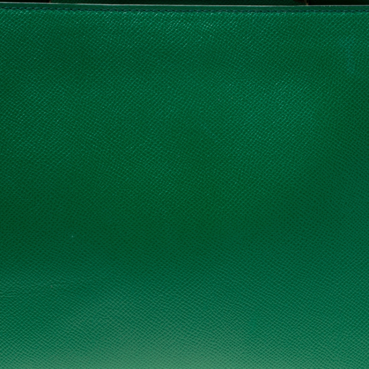 Pre Owned Dolce and Gabbana Green Leather Medium Miss Sicily Top Handle Bag